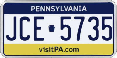 PA license plate JCE5735