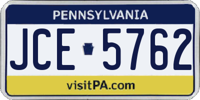 PA license plate JCE5762