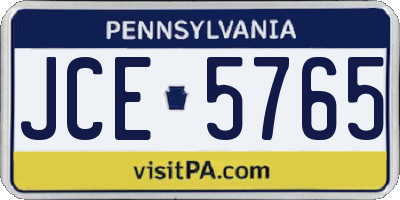 PA license plate JCE5765