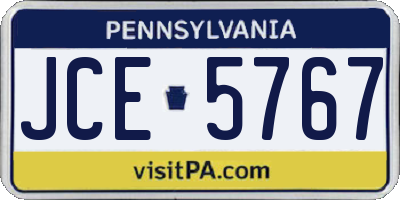 PA license plate JCE5767