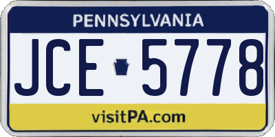 PA license plate JCE5778
