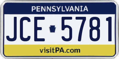 PA license plate JCE5781