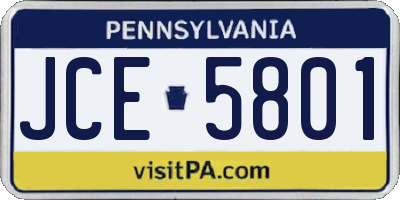 PA license plate JCE5801