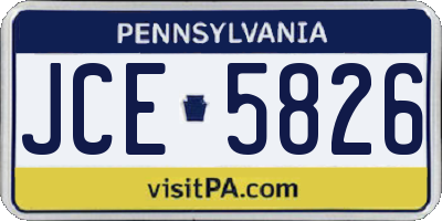 PA license plate JCE5826
