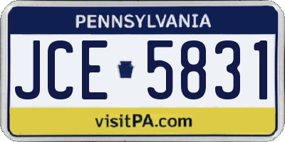 PA license plate JCE5831
