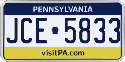 PA license plate JCE5833