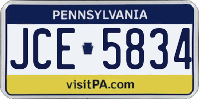 PA license plate JCE5834