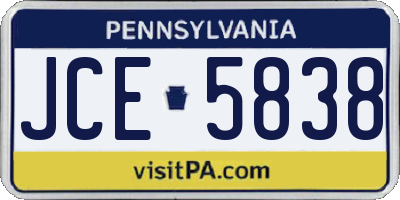 PA license plate JCE5838
