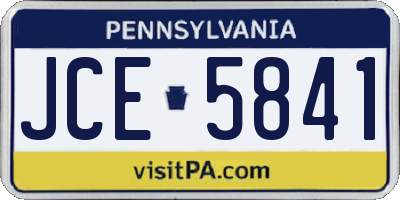 PA license plate JCE5841