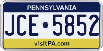 PA license plate JCE5852