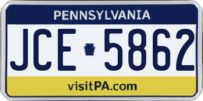 PA license plate JCE5862