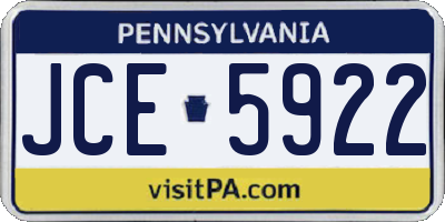 PA license plate JCE5922