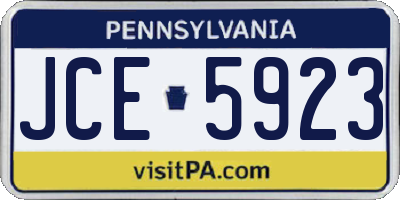 PA license plate JCE5923