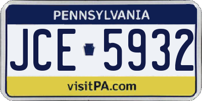 PA license plate JCE5932