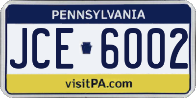 PA license plate JCE6002