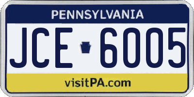 PA license plate JCE6005