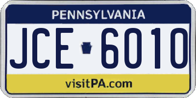 PA license plate JCE6010