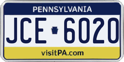 PA license plate JCE6020