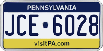 PA license plate JCE6028