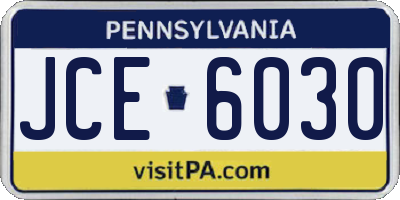 PA license plate JCE6030