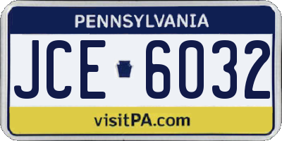 PA license plate JCE6032