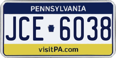 PA license plate JCE6038