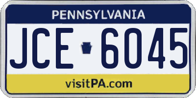 PA license plate JCE6045
