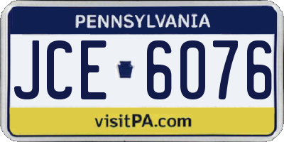 PA license plate JCE6076
