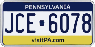 PA license plate JCE6078