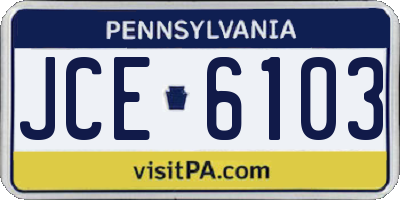 PA license plate JCE6103
