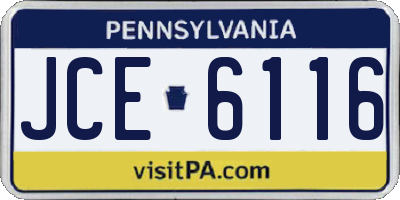 PA license plate JCE6116