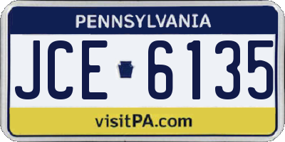 PA license plate JCE6135