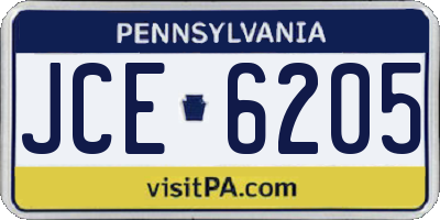 PA license plate JCE6205
