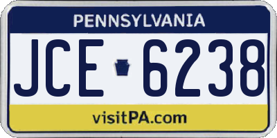 PA license plate JCE6238