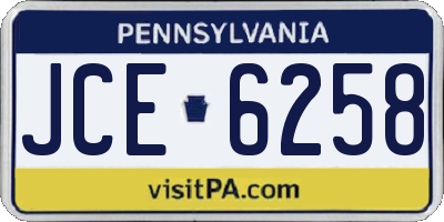 PA license plate JCE6258