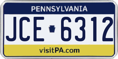 PA license plate JCE6312