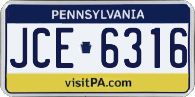 PA license plate JCE6316