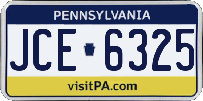PA license plate JCE6325
