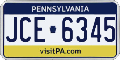 PA license plate JCE6345