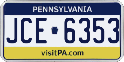 PA license plate JCE6353