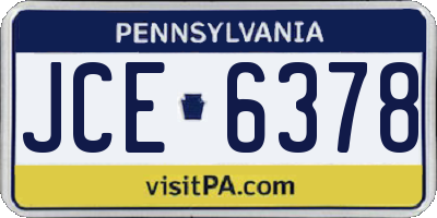 PA license plate JCE6378