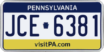 PA license plate JCE6381