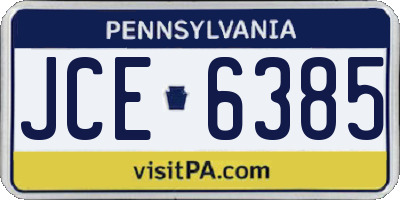 PA license plate JCE6385