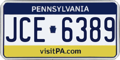 PA license plate JCE6389