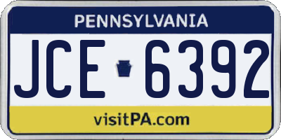 PA license plate JCE6392