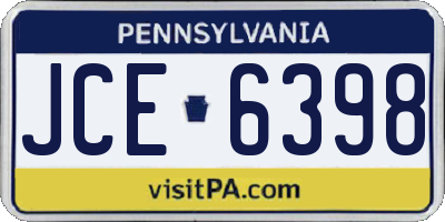 PA license plate JCE6398