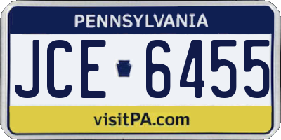 PA license plate JCE6455