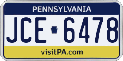 PA license plate JCE6478