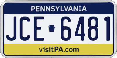 PA license plate JCE6481