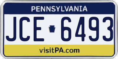 PA license plate JCE6493